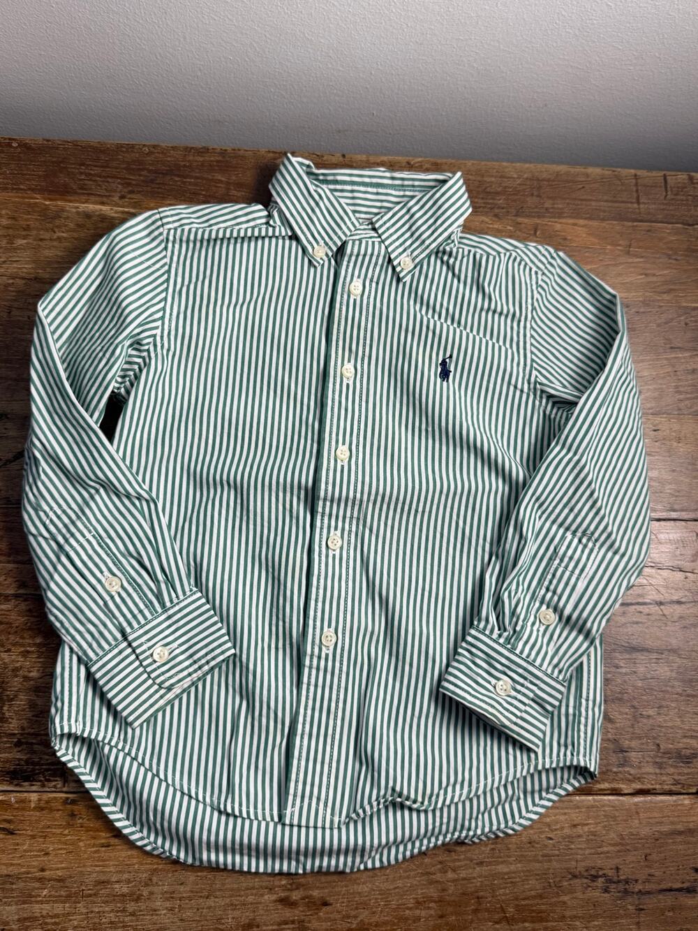 Ralph Lauren Boys Green Striped Button down size 4T